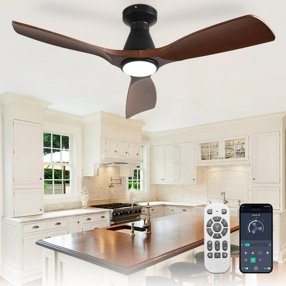 Ventilador de techo Depuley de 107 cm con motor DC de 3 aspas en color nogal claro