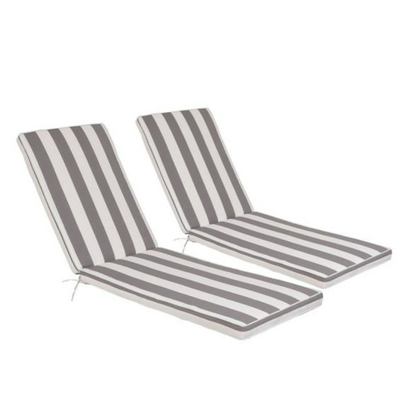 2PCS Set Outdoor Lounge Chair Cushion Replacement Patio Funiture Seat Cushion Chaise Lounge Cushion (Grey/White Striped) [Sale to is Banned.Weekend can not be shipped, order with caution] as picture