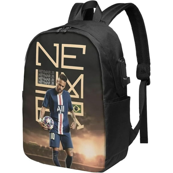 #10 Neymar Adult Backpacks Bag Laptop Bag Bookbag Usb Backpack 17 Inch For Daily, Black