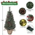 thumbnail image 3 of 3ft Pre-Lit Small Artificial Mini Christmas Tree, Christmas Tree Prelit with Vintage Potted Base, Flocked Snow 78 White Led Lights & Red Berries, Home Decor Indoor for Bedroom, Fireplace, 3 of 9
