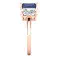 thumbnail image 3 of 4.0ct Emerald Cut Blue Sapphire 18k Pink Rose Gold Engraving Statement Bridal Wedding 3 stone Designer Ring Size 10.5, 3 of 5