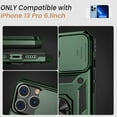 thumbnail image 2 of Case for iPhone 13 Pro Case with Slide Camera Cover & Kickstand, Heavy Duty Military Grade Protection Phone Case, Built-in 360° Rotate Ring Stand, Shockproof Rugged Case (Alpine Green), 2 of 13