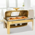 thumbnail image 3 of 9.5-Quart Gold Skillet Buffet Set, Rectangular Stainless Steel Buffet Warmer, Collapsible Frame Holder with Tray Lid (Gold), 3 of 9