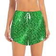 thumbnail image 2 of Fotbe Shiny round green sequins Pattern Womens High Waist Running Shorts Athletic Workout Quick Dry Shorts for Women with Pockets Gym Yoga Summer Shorts-Large, 2 of 7