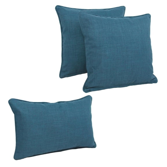 Double-corded Solid Outdoor Spun Polyester Throw Pillows with Inserts (Set of 3) 9817-CD-S3-REO-SOL-16
