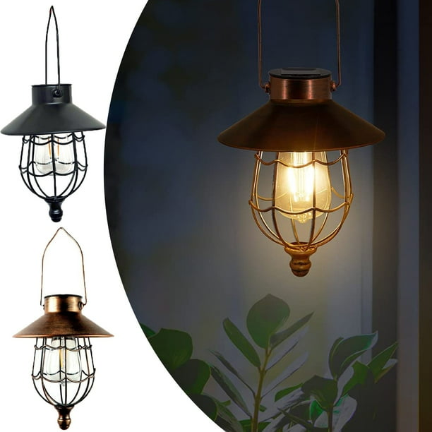 Ganfancp Linternas Solares Al Aire Libre Colgando de Metal Linterna de La Vendimia Blanco Cálido Luces Solares Lámpara de Diseño para El Jardín Patio Árbol de Decoración Rebajas Flash Deals 1X Lámpar