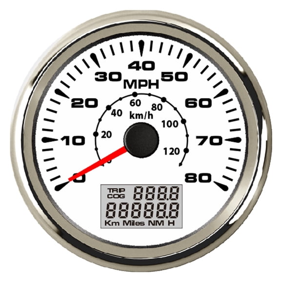 Marine Auto 85MM Digital LCD Speedometer Gauge For Boat Car 0-80MPH GPS Speedometer Gauge 0-130KM/H GPS Odometer Gauge Fit 9~32V ,Universal Compatibility