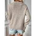thumbnail image 5 of Women Long Sleeve Loose Pullover Knit Jumper, Star Knit Jumper Sweater, Round Neck Loose Knit Sweaters Khaki S, 5 of 9