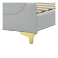 thumbnail image 5 of Christopher Knight Home Salas Queen Upholstered Bedframe in Grey PU Leather with Gold Accents, 5 of 8