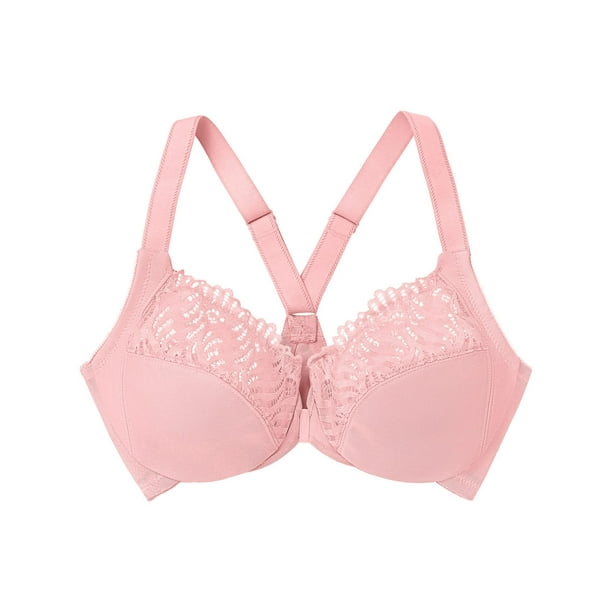 Women's Glamorise 1246 Elegance Front Close T-Back Wonderwire Bra (Pink  Blush 36DD) 