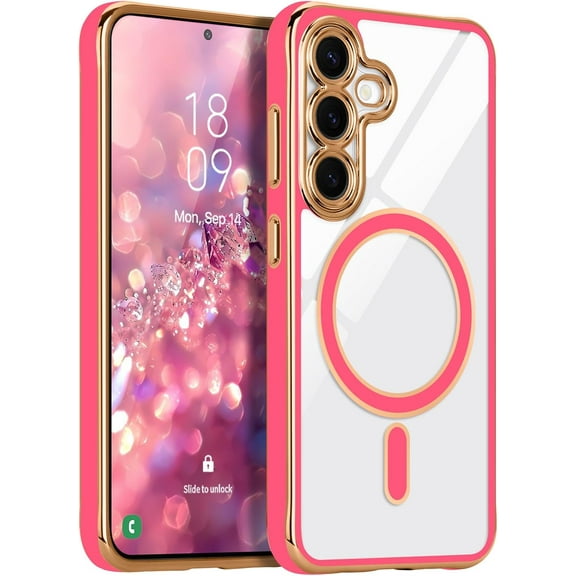 MYKOMI Magnetic Compatible with Samsung Galaxy A36/A56 Case [Compatible with MagSafe] Full Camera Lens Protector Luxury Plating Soft Clear Silicone Cover for Women Men Shockproof Phone Case