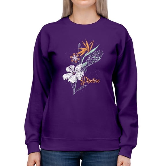 Pipeline Waveflower Floral Themed Graphic Tee - Women's Sweatshirt