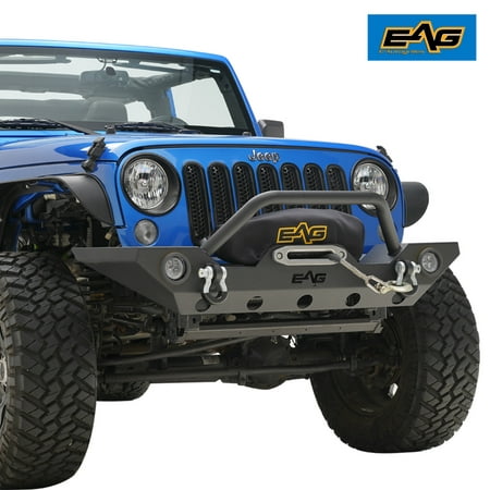 EAG Front Bumper with LED Lights and Light Frames - fits 07-18 Jeep Wrangler (Best Jeep Wrangler Led Tail Lights)