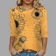 thumbnail image 5 of Towmus Women's 3/4 Sleeve Summer Tops Plus Size T Shirts Loose Fit Crew Neck Casual Tops Summer Sunflower Print Shirts Elbow Length Graphic Tees, 5 of 5