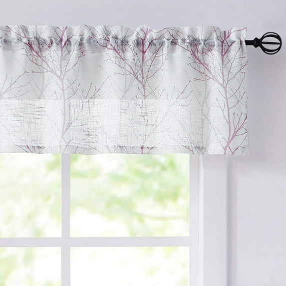 Decoultimatex lilac purple Valance Curtains for Windows Print Tree Branch Semi-Sheer Valance,1 Panel 50"W x 15"L