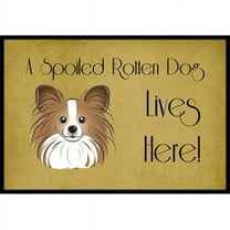 Caroline's Treasures BB1496JMAT Papillon Spoiled Dog Lives Here Door Mat, Indoor Rug or Outdoor Welcome Mat 24x36