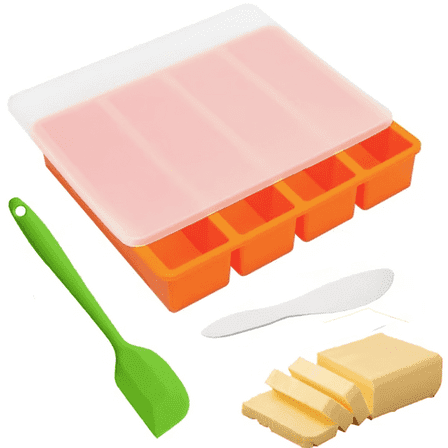 Silicone Butter Mold Tray with Lids, Non-Stick for Chocolate,  Soap Bar, Energy Bar Mold