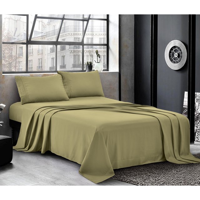 Bed Sheets Cal King Sheet Set [4Piece, Olive] Hotel Luxury 1800