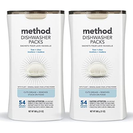 Method Dishwasher Detergent Packs  Free + Clear  54 Count