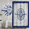 thumbnail image 5 of Blue Compass Nautical Shower Curtain, Waterproof Shower Curtains for Bathroom, Coastal Abstract Art Retro Washable Fabric Bathtub Curtain Set Bath Decor with 12 Hooks Long 72"x84", 5 of 8