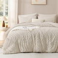 thumbnail image 2 of ANGENIA California King Comforter Sets Beige - 7 Pieces Bohemian Cream Bed in a Bag, All Season Soft Fluffy Chevron Elegant Tufted Bed Sets with Comforter, Sheets, Pillowcases & Shams, 2 of 7