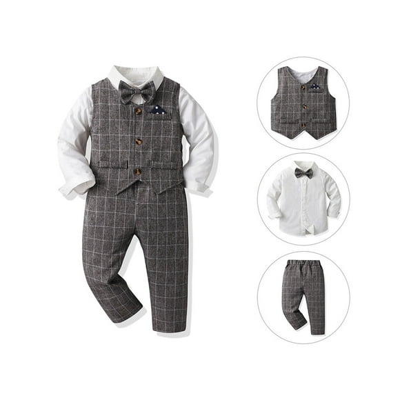 Toddler Gentleman Wedding Outfits Button Down Shirt Vest Boy Easter Outfit Toddler Boy Dress Clothes 3-4 Years