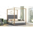 thumbnail image 4 of Queen Size Upholstery Canopy Platform Bed With Headboard And Metal Frame, Gray, 4 of 9