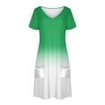 thumbnail image 4 of Vestido Corto de Verano Moda Gradiente Corto de Manga en V Cuello Vestido Casual, Poliéster Ligero de Verano, Lavado de Manos, 4 of 9