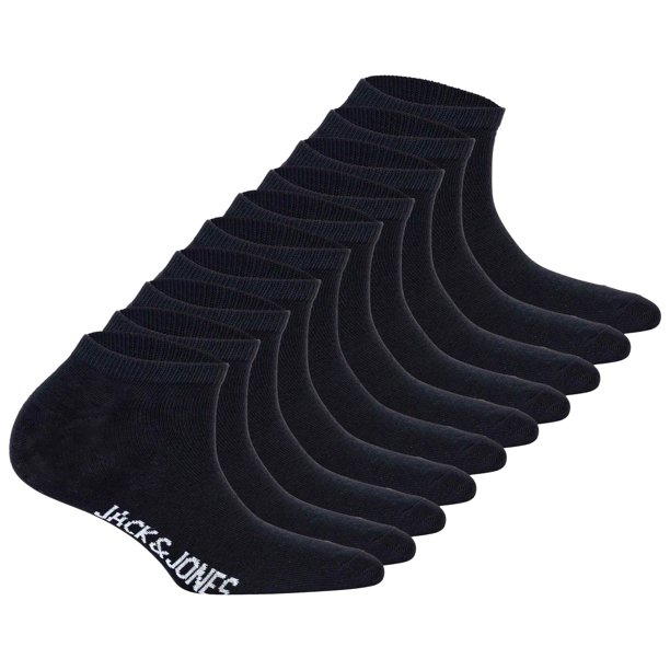 JACK&JONES Calcetines deportivos para niños, lote de 10 - JACDONGO CALCETINES, mezcla de algodón, unicolor Negro 38-43