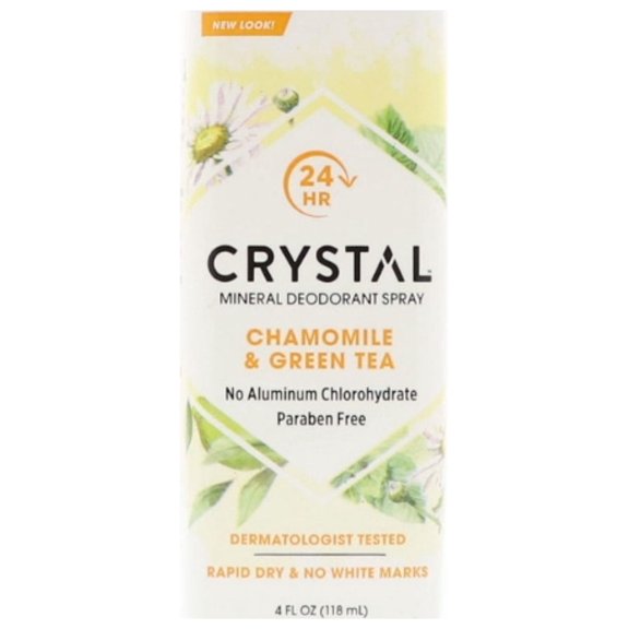 Crystal Essence Mineral Deodorant Body Spray, Chamomile & Green Tea 4 oz (Pack of 3)