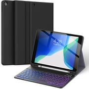 Keyboard Case for iPad 9th/8th/7th Generation 10.2 Inch-Black | 7 Colors Backlit Detachable Folio Keyboard Cover with Pencil Holder for iPad 10.2 Inch,Auto Sleep/Wake