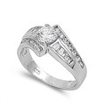 thumbnail image 1 of Round Center Engagement Cubic Zirconia Ring Sterling Silver 925, 1 of 3