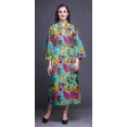 thumbnail image 2 of Bimba Turquoise Blue Flower Leaves & Ranunculus Bathrobes For Women Wrap Printed Bride Getting Ready Dress Robe For Girls S, 2 of 5