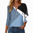thumbnail image 2 of Towmus Womens Tops Button Down Shirts 3/4 Sleeve V Neck Cotton Women's Casual T-Shirts Cute Tunic Tops Basic Tees Blouses Loose Fit Pullover Shirt, 2 of 5