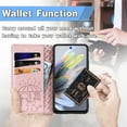 thumbnail image 4 of Allytechgroup Flip Wallet Case [Cat & Dog Cute Embossed Pattern] for Motorola Edge (2024) with Card Slots Cash Holder, Magnetic Clasp Shockproof Kickstand Cover with Hand Strap, Blue, 4 of 5