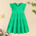 thumbnail image 4 of Toddler Girls Dresses A Line Flare Sleeve Round Neck Color Bloc Dress Kids Girl Summerr Outdoor Activities Comfortable And Stylish Casual Wear Dresses，10 -11 Years, 4 of 5