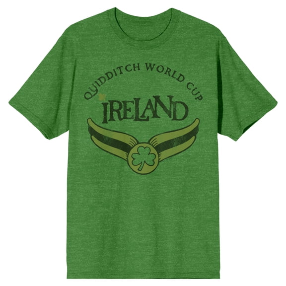 Harry Potter Quidditch World Cup Ireland Men's Green Short Sleeve Crew Neck Tee-Medium