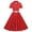 Red, variant on DeHolifer Dresses for Women 1950s Vintage Retro V-Neck Short Sleeve Tie Midi Dress Cocktail Party Evening Prom Gown Dresses Red L