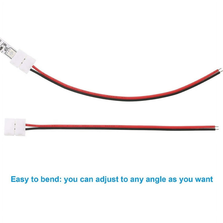 PNGKNYOCN 8mm USB LED Light Strip Connector USB to 2-Pin 8mm Wide  solderless Light Strip Clip for 3528 5050 LED Light Strips(6-Pack)