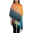 thumbnail image 3 of Cauagu yellow orange and teal Print Women Wrap Shawl tassels Scarves Retro Scarf 77.6"X28.3", 3 of 8
