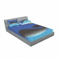 thumbnail image 3 of Ambesonne Animal Fitted Sheet & Pillow Sham Set, Whale in Ocean and Star, Twin, Blue Grey and Pale Blue, 3 of 3