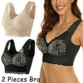 thumbnail image 2 of Ramiter Women'S Lingerie And Underwear 3PC Wide Detachable Lace Bottom Bra Vest Shoulder Cup Straps Women M,Multicolor, 2 of 5
