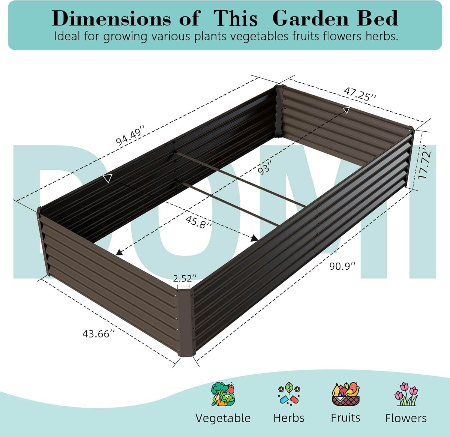Galvanized Raised Garden Bed, Outdoor Planter Garden Boxes Large Metal Planter Box for Gardening Vegetables Fruits Flowers, Brown 8x4x1.5Ft