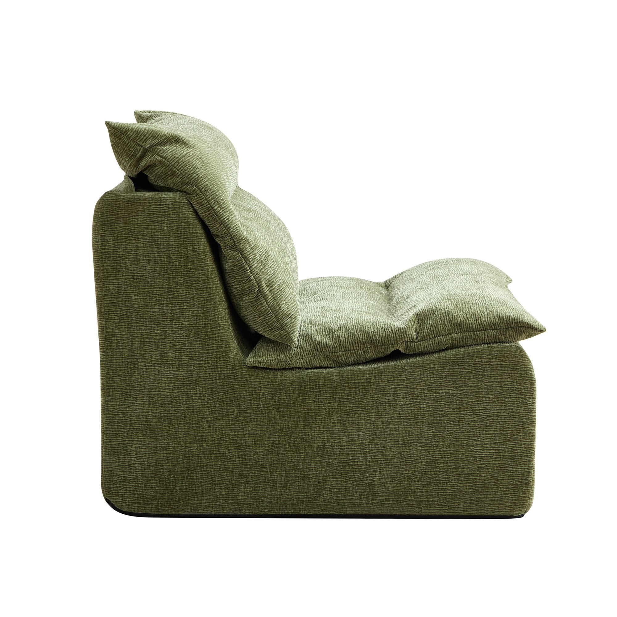 AENKYO Modern Accent Lounge Chair, Comfy Armless Foam Lazy Sofa with Washable Cover, Living Room & Bedroom, Green