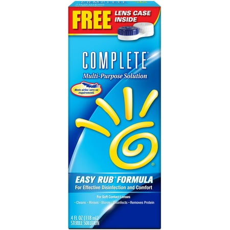 4 Pack - COMPLETE Multi-Purpose Solution Easy Rub Formula 4 (Best No Rub Contact Solution)