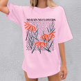 thumbnail image 3 of Graphic Tees for Women T-Shirts Oversized Graphic Print Shirts for Women – Casual Tops Tee with Artwork Pink L, 3 of 5