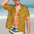 thumbnail image 7 of Fuzoiu Gold Glitter Print Hawaiian Shirt for Men, Summer Beach Casual Short Sleeve Button Down Shirts, Men’s Beach Summer Shirts with Pocket,X-Large, 7 of 7