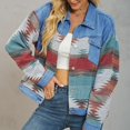 thumbnail image 5 of Goodtrade8 Color Block Womens Jackets Denim Jean Jacket Pocket Button Long Sleeve Casual Women Tops, 5 of 5