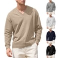 thumbnail image 2 of ZCFZJW Mens Casual Sweaters Lightweight Textured Pullover V Neck Sweater Pullover Long Sleeve Cable Knit Sweaters Trendy Cozy Sweatshirts Top Black XXL, 2 of 6