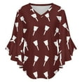 thumbnail image 5 of Mississippi State White Cowbell Women's V-Neck Blouse With 3/4 Ruffled Bell Sleeves Casual Top Ladies Blouses, 5 of 7